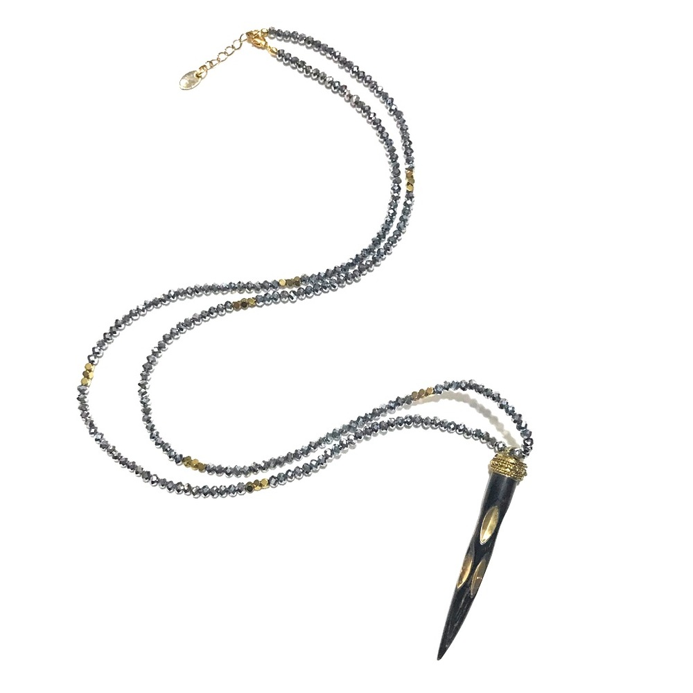 Handmade long horn necklace